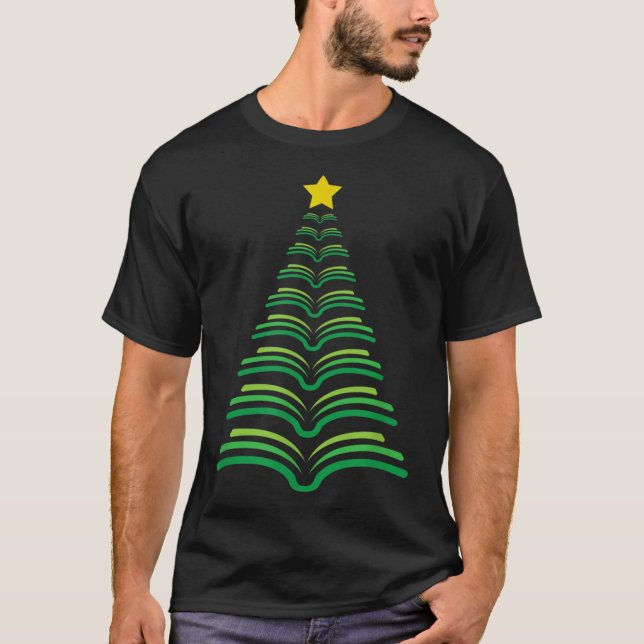 Lehrerin Librarian Weihnachtsbücher Baum vorhanden T-Shirt (Vorderseite)