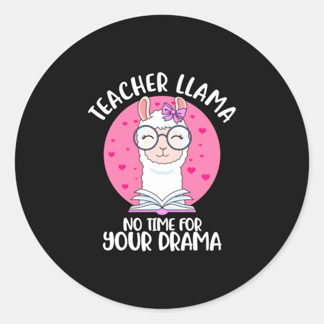 Lehrerin Llama Runder Aufkleber (Vorderseite)
