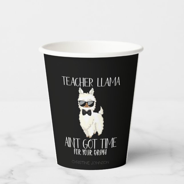 Lehrerin Llama - Zeit für Drama Funny Educator Pappbecher (Vorderseite)
