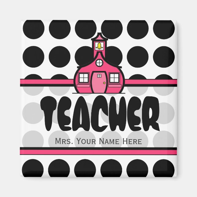 Lehrerin Magnet - Schwarzer Polka Dot (Vorne)