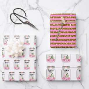 Lehrerin Mason Jar Blume Geschenkpapier Set