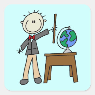 Lehrerin mit Globe Quadratischer Aufkleber