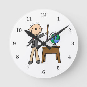 Lehrerin mit Globe Runde Wanduhr