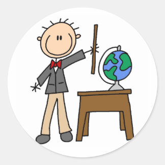 Lehrerin mit Globe Runder Aufkleber