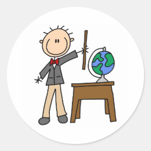 Lehrerin mit Globe Runder Aufkleber