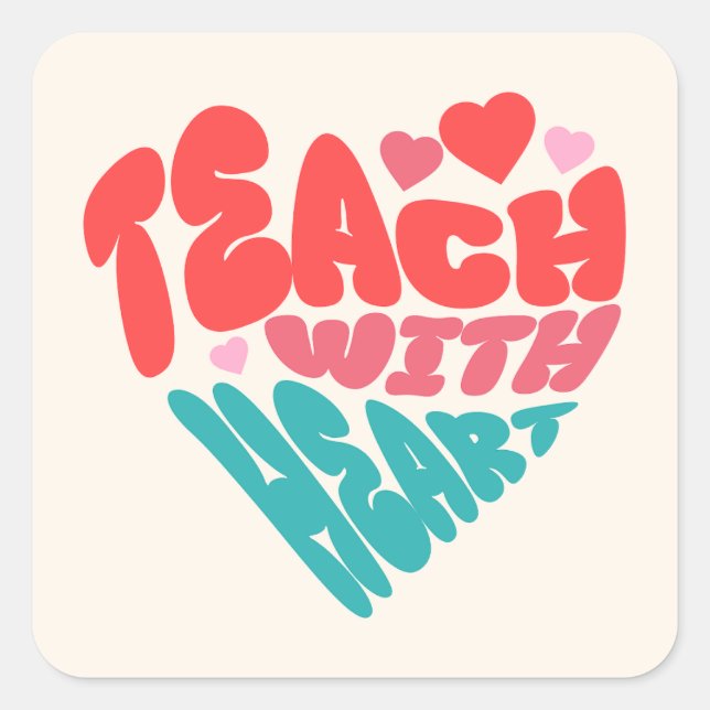 Lehrerin mit Herz Quadratischer Aufkleber (Vorderseite)