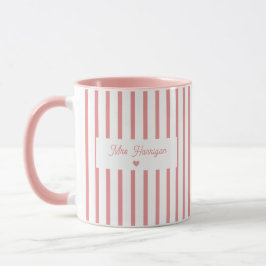 Lehrerin-Monogramm mit rosa Streifen Tasse