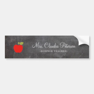 Lehrerin Name Red Apple White Script auf Chalkboar Autoaufkleber
