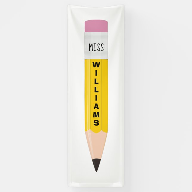 Lehrerin Name Stift Klassenzimmer Banner (Vertikal)