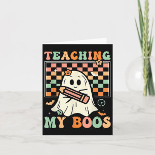 Lehrerin Niedlich Ghost Groovy Lehrer Halloween Le Karte