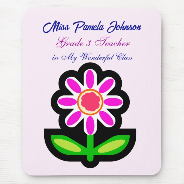 Lehrerin Pink Blume Maus Pad Mousepad (Vorne)