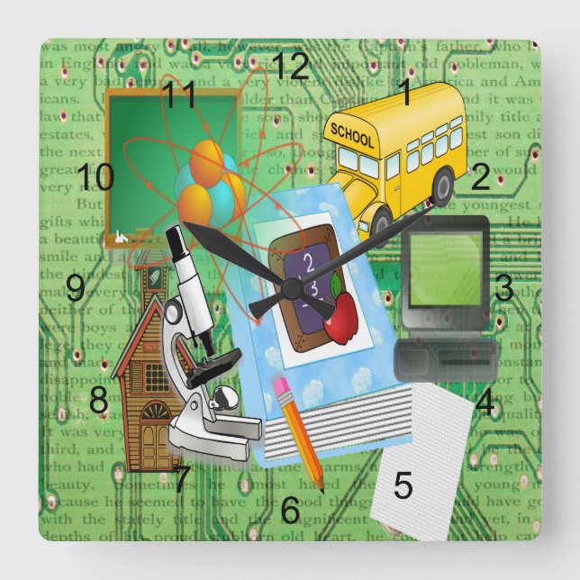 Lehrerin Quadratische Wanduhr (Vorderseite)