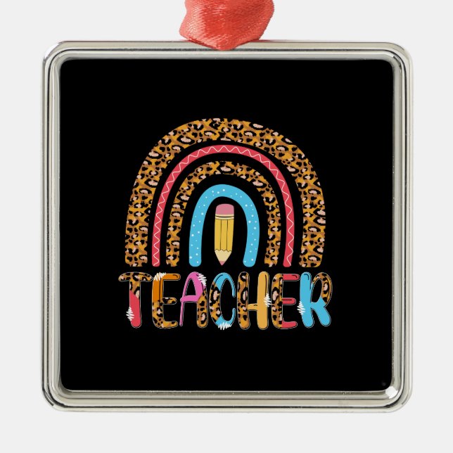 Lehrerin Rainbow Ornament Aus Metall (Vorne)