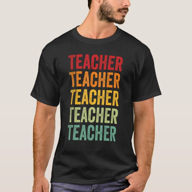 Lehrerin Rainbow Text Lehrerin farbenfroh T-Shirt (Vorderseite)