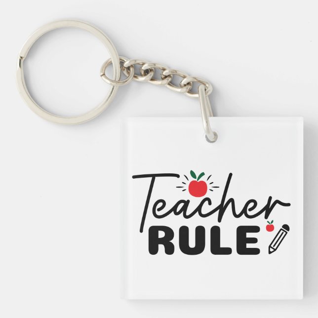 Lehrerin Regel Wordart Schlüsselanhänger (Vorderseite)
