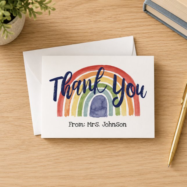 Lehrerin Regenbogen Danke Karte (Teacher Personalized Thank You)