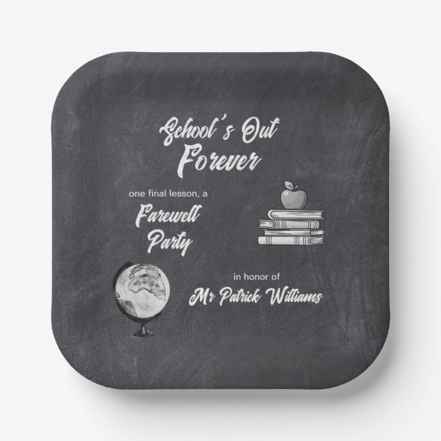 Lehrerin Rentenkasse Blackboard Nostalgie Pappteller (Vorderseite)