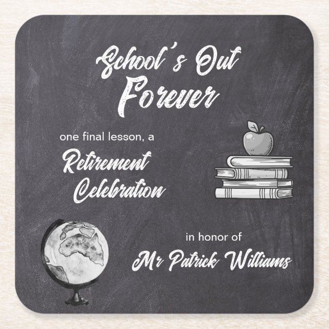 Lehrerin Rentenkasse Blackboard Nostalgie Rechteckiger Pappuntersetzer (Vorderseite)
