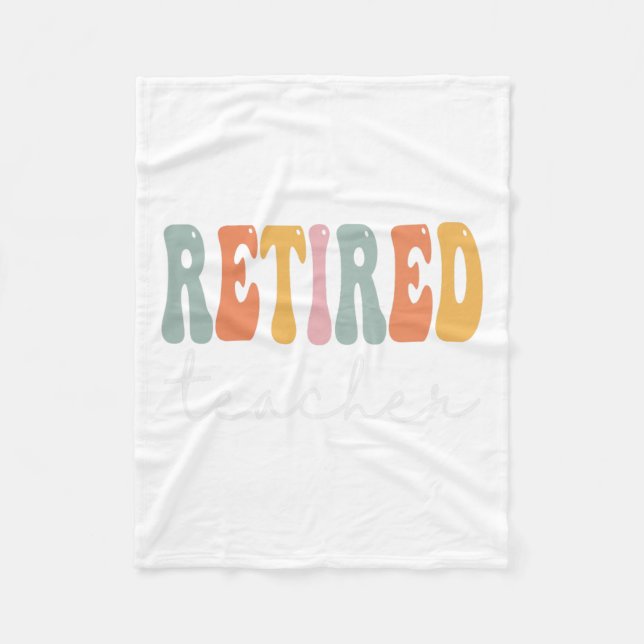 Lehrerin Retro Groovy Frauen glücklich ersten Tag  Fleecedecke (Vorderseite)