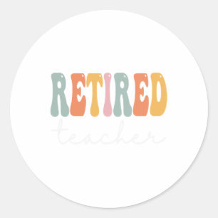 Lehrerin Retro Groovy Frauen glücklich ersten Tag  Runder Aufkleber