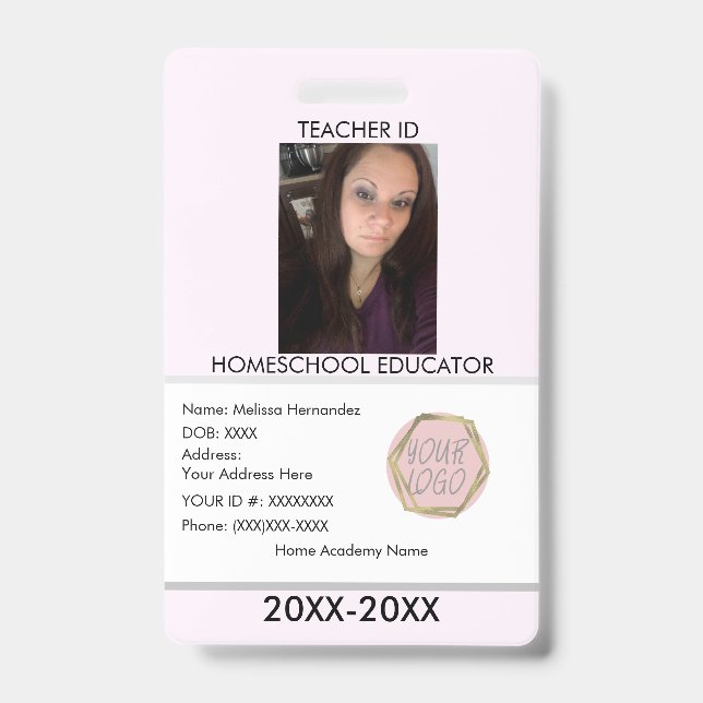 Lehrerin Schulschule Mama Ausweis Rosa Abzeichen (Vorderseite)