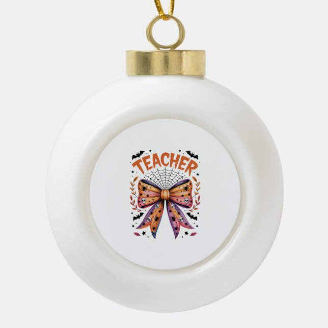 Lehrerin Spooky Halloween Keramik Kugel-Ornament (Vorderseite)
