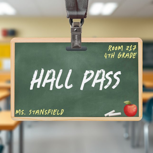 Lehrerin Student Bad Hall Pass Chalkboard Ausweis (Teacher Student Bathroom Hall Pass Chalkboard Badge
)