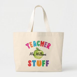 Lehrerin Stuff Green Apple Tote Tag Jumbo Stoffbeutel