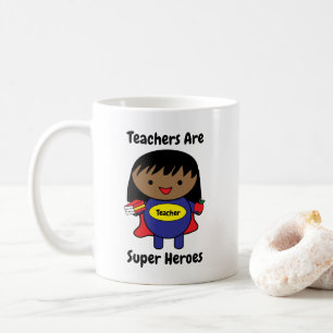Lehrerin Super Hero Black Frau personalisieren Kaffeetasse