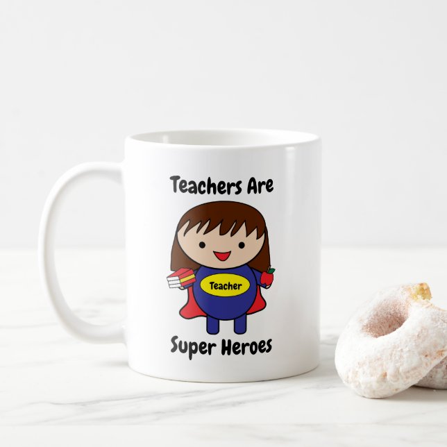 Lehrerin Super Hero Niedlich Personalize Kaffeetasse (Mit Donut)