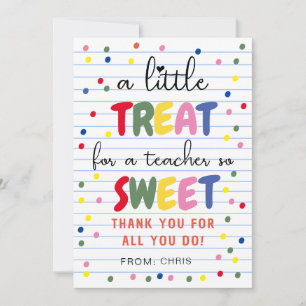 Lehrerin Sweet Leckerei Tag, Lehrerbewertung Dankeskarte