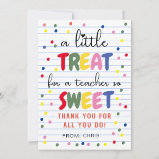 Lehrerin Sweet Leckerei Tag, Lehrerbewertung Dankeskarte