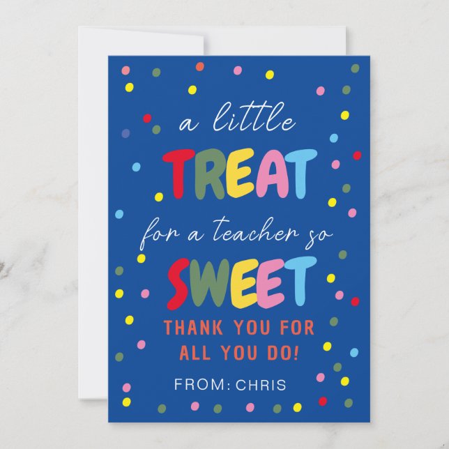 Lehrerin Sweet Leckerei Tag, Lehrerbewertung Dankeskarte (Vorderseite)