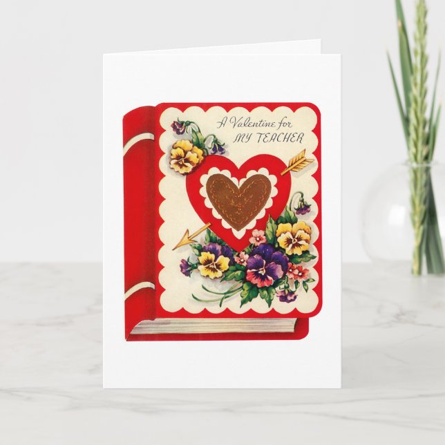 Lehrerin Valentine Book Feiertagskarte (Vorderseite)
