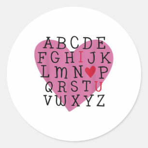 Lehrerin Valentine I Liebe U Alphabet I Liebe Sie Runder Aufkleber