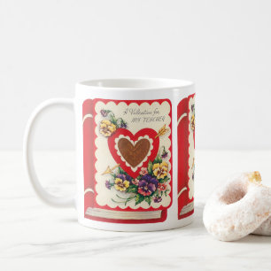 Lehrerin Valentine, Vintage Buchherzen und Blume Kaffeetasse