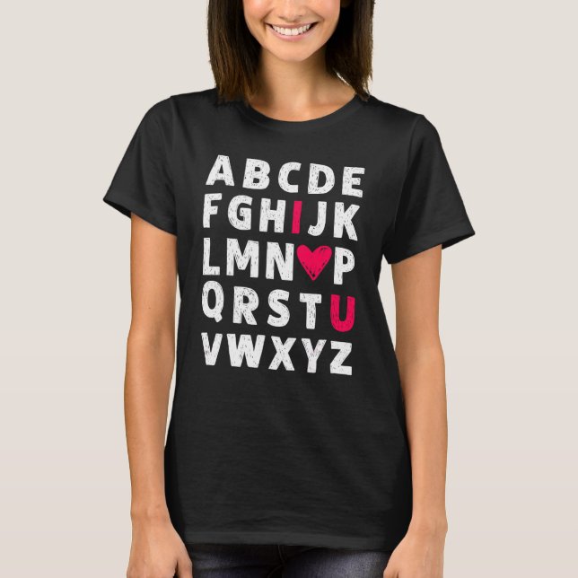 Lehrerin Valentine's Day Abc I Liebe Sie Alphabet  T-Shirt (Vorderseite)