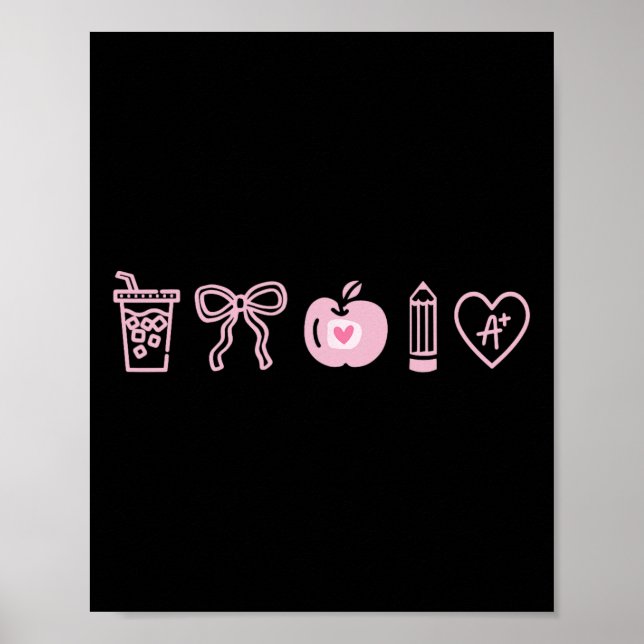 Lehrerin Valentinstag Coquette Herzen Eiskaffee Poster (Vorne)