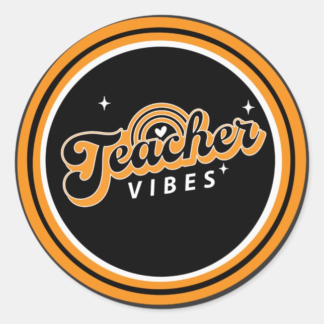 Lehrerin Vibes Runder Aufkleber (Vorderseite)
