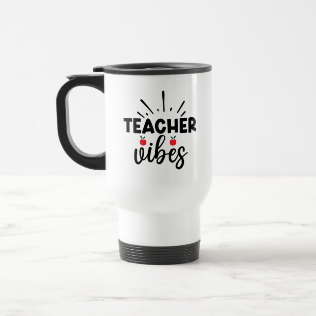 Lehrerin Vibes Wordart Reisebecher (Links)