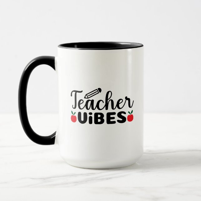Lehrerin Vibes Wordart Tasse (Links)