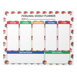 Lehrerin WEEKLY TO DO LIST BÜCHER reißen weg Notizblock