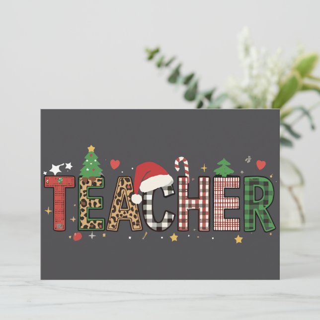 Lehrerin Weihnachten Alphabet Lehrer Geschenk Schü (Stehend Vorderseite)