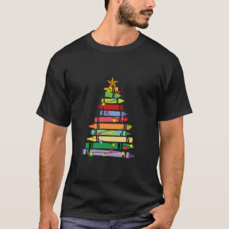 Lehrerin Weihnachts Crayon Tree Light Geschenke St T-Shirt