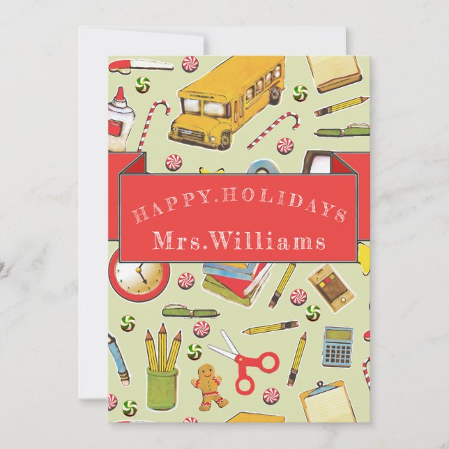 Lehrerin Weihnachtsfeiertag Dankeskarte (Vorderseite)