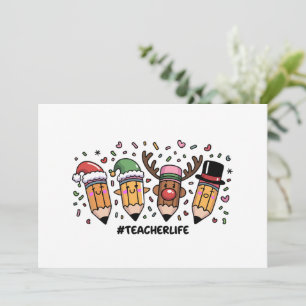 Lehrerin Weihnachtsstifte Lehrerin Leben frohe Wei Feiertagskarte