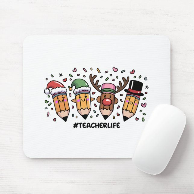 Lehrerin Weihnachtsstifte Lehrerin Leben frohe Wei Mousepad (Mit Mouse)