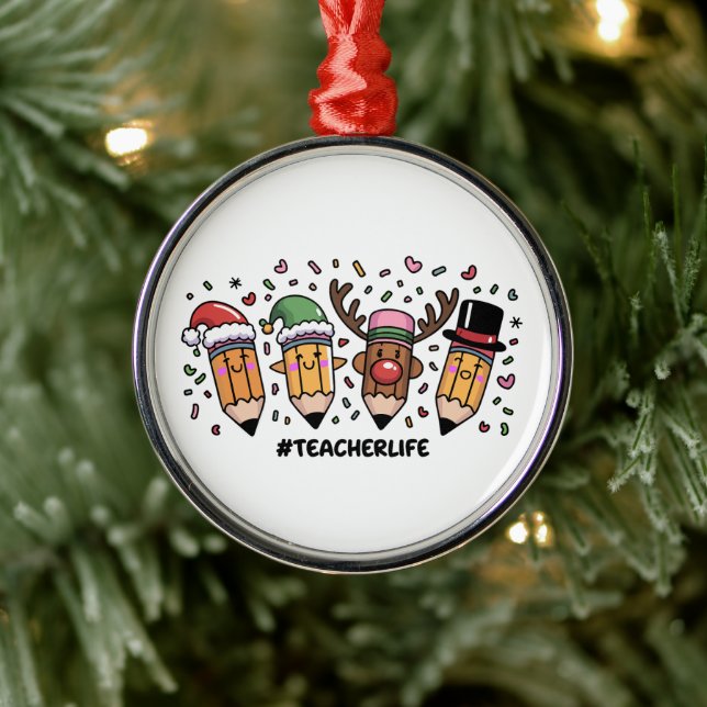 Lehrerin Weihnachtsstifte Lehrerin Leben frohe Wei Ornament Aus Metall (Baum)