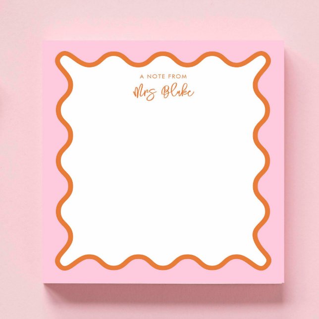 Lehrerin Wertschätzung Rosa Orange Wavy Notizblock (Von Creator hochgeladen)