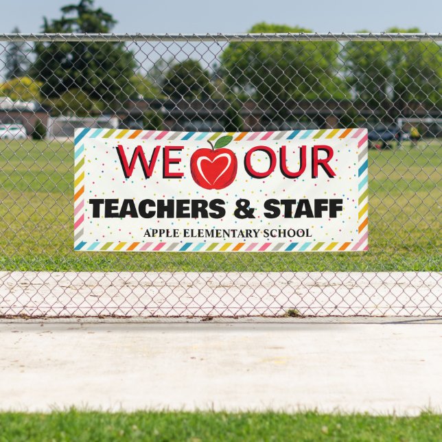 Lehrerin Wertschätzung Woche Farbiger roter Apfel Banner (Insitu)